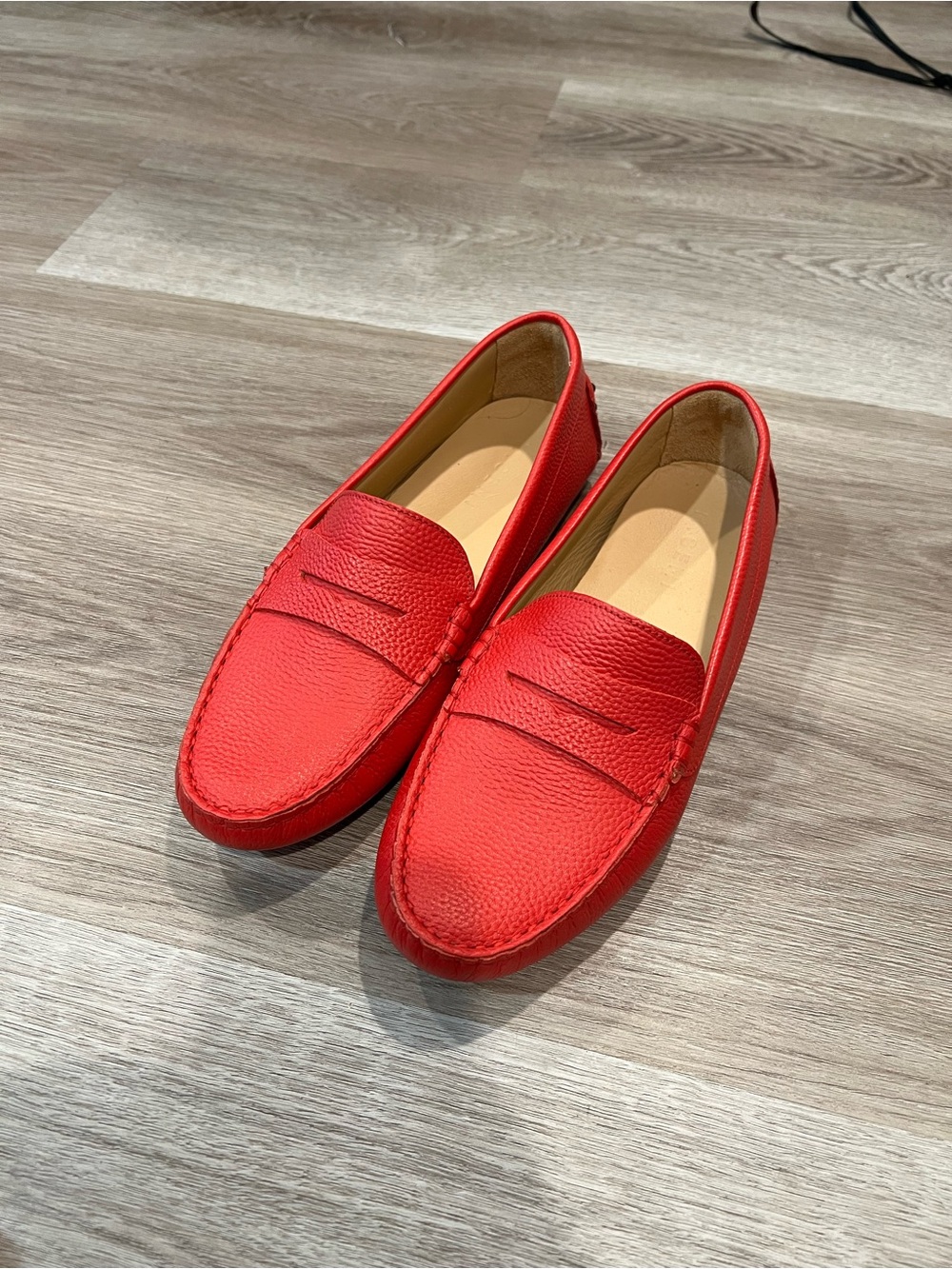 M. Gemi Women's Red Leather Penny Loafers